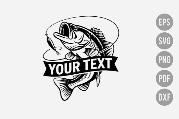 Bass Fishing Monogram Svg for Graphics and T-Shirt Designs