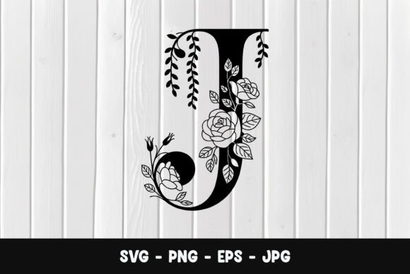 Botanical Letter J Monogram SVG, PNG for Graphics and T-Shirts