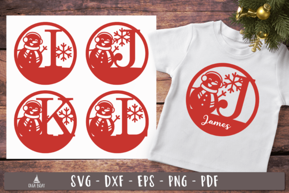 Christmas Monogram Letters Snowman Graphics for T-Shirt Designs