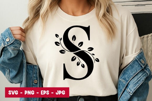 Letter S Floral Monogram SVG PNG for Graphics & T-Shirts
