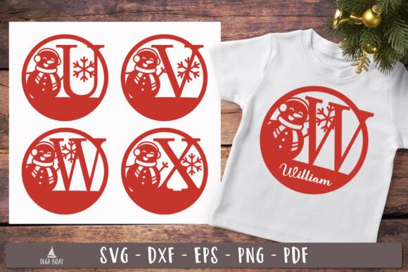 Snowman Alphabet Monogram Letters Graphics for T-Shirt Designs